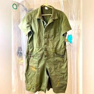 CUTOFF PAINTED GREEN COVERALLS